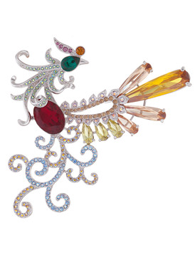 Multi-Color Crystal & CZ Phoenix Brooch  | Brooches