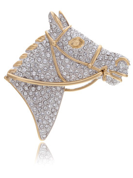 Crystal Horse Head Brooch 81415