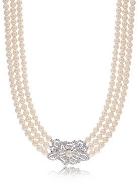Jennifer's Rosette Crystal & Pearl Necklace 4 | Necklaces