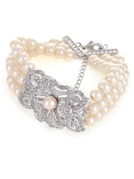 Jennifer's Rosette Crystal & Pearl Bracelet 4 | Bracelets