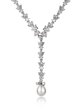 Debbie's CZ Floral Pearl Drop Necklace 4 | Necklaces