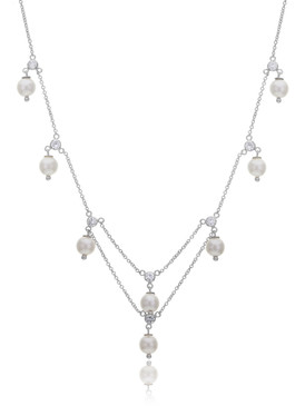 Kacie's Dangling CZ & Pearl Necklace  | Necklaces