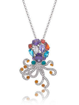 Multi-Color Crystal Octopus Pendant  | Pendants