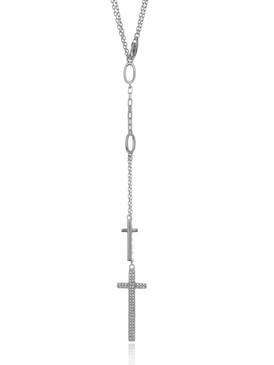 Crystal Double Chain Cross Necklace 4 | Necklaces