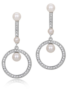 Avon's Crystal & Pearl Circle Earrings  | Earrings