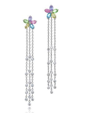 Flower Lariat CZ Earrings  | Earrings
