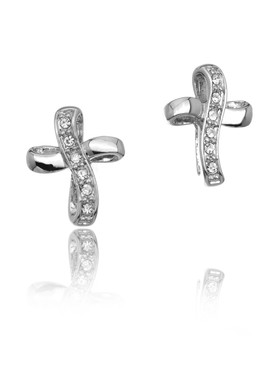 Jenny's Crystal Ribbon Cross Earrings  | Earrings