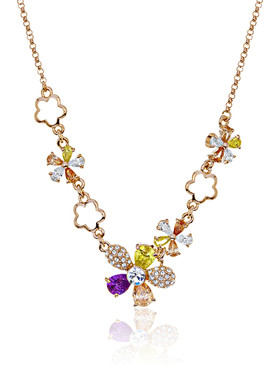 Jessica's CZ & Crystal Flower Necklace 450195