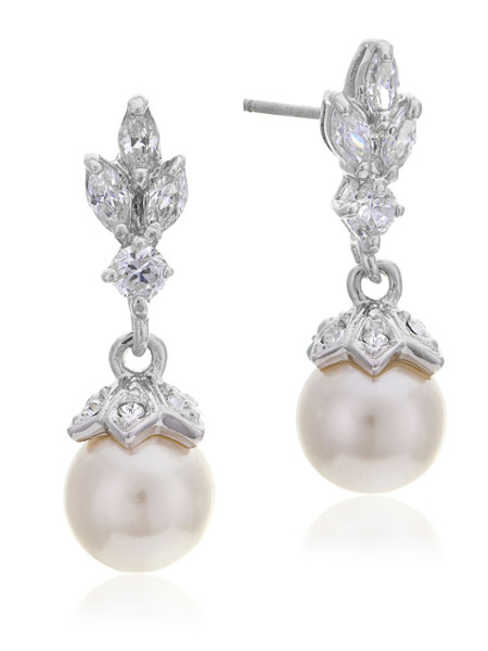 Amy's Crystal & CZ Pearl Drop Earrings  | Earrings