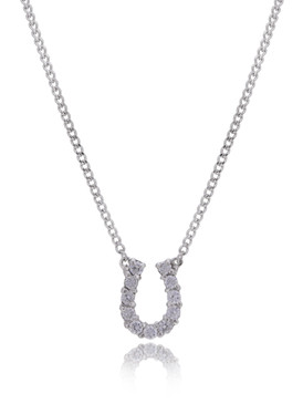 Lucky Horseshoe Pendant CZ Necklace  | Necklaces