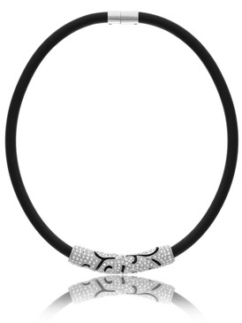 Crystal Pendant Rubber Cord Necklace 450207