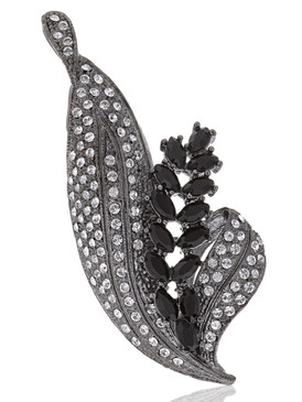 Crystal & CZ Floral Leaf Brooch 83001
