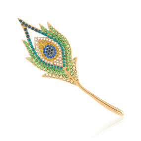 Multi-Color Peacock Feather Brooch  | Brooches