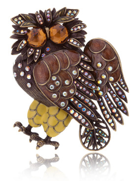 Unique Crystal Owl Brooch  | Brooches