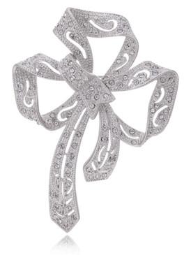Crystal Ribbon Bow Brooch  | Brooches