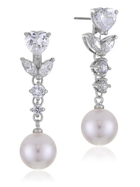 Tulip CZ Pearl Drop Earrings 4 | Earrings