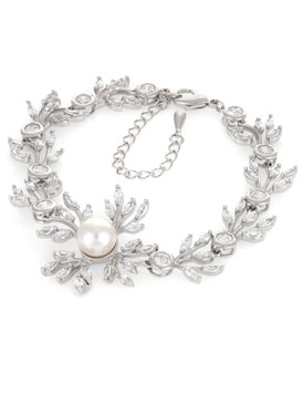 Melody's CZ Rosette Pearl Drop Bracelet 4 | Bracelets