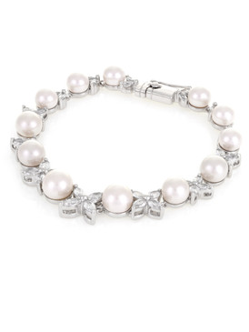 Zana's Flower CZ Pearl Drop Bracelet 48 | Bracelets