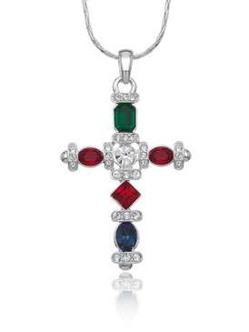 Multi-Color Crystal Cross Pendant  | Pendants