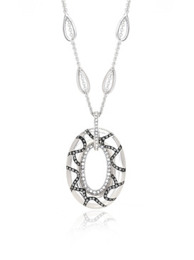 Abstract Print Oval Crystal Pendant  | Pendants