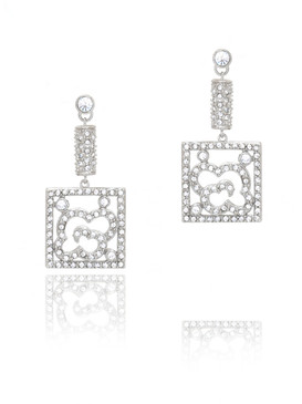 Floral Design Square Crystal Earrings  | Earrings