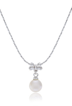 Sweet sixteen Bow Design Pearl Pendant Necklace 33676
