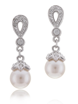 Crystal Pearl Drop Bridal Earrings, Bridesmaid Accessories & Wholesale Wedding Jewelry | Shop JGI Jewelry