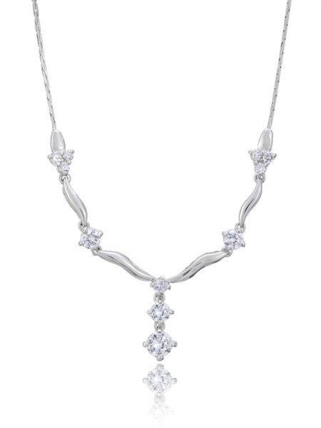 Floral CZ Necklace, Cubic Zirconia Bridal Jewelry & Wholesale Wedding Accessories | Shop JGI Jewelry