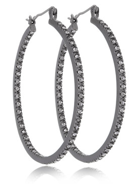 Gunmetal Crystal Pave Hoop Earrings, Wholesale Fine Fashion Jewelry, JGI Jewelry