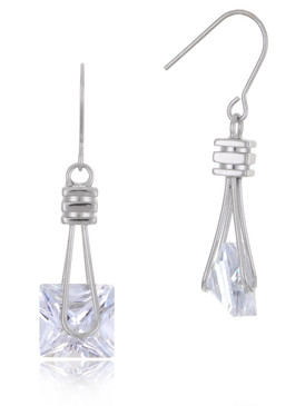 Square CZ Drop Earrings, Cubic Zircona Bridal Jewelry & Wholesale Wedding Accessories | Shop JGI Jewelry