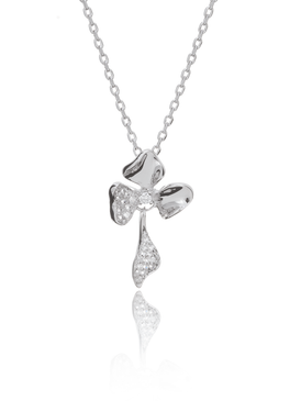 CZ Shamrock Clover Necklace
