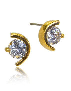 Half Moon With Cubic Zirconia stud Earrings 32827