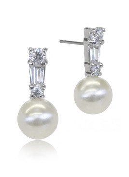 Cubic Zirconia with Pearl Earring 34109
