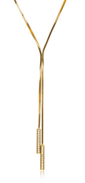 Two Pave Retangular Drop Necklace 44311