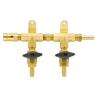 2 Product Beer Gas Manifold with Safety - Modular Brass - DTM1402S