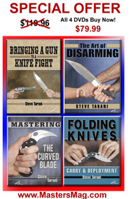 SPECIAL OFFER ALL 4 DVDs 34% DISCOUNT Folding Knives: Carry and Deployment Bringing a Gun to a Knife Fight Mastering the Curved Blade The Art of Disarming