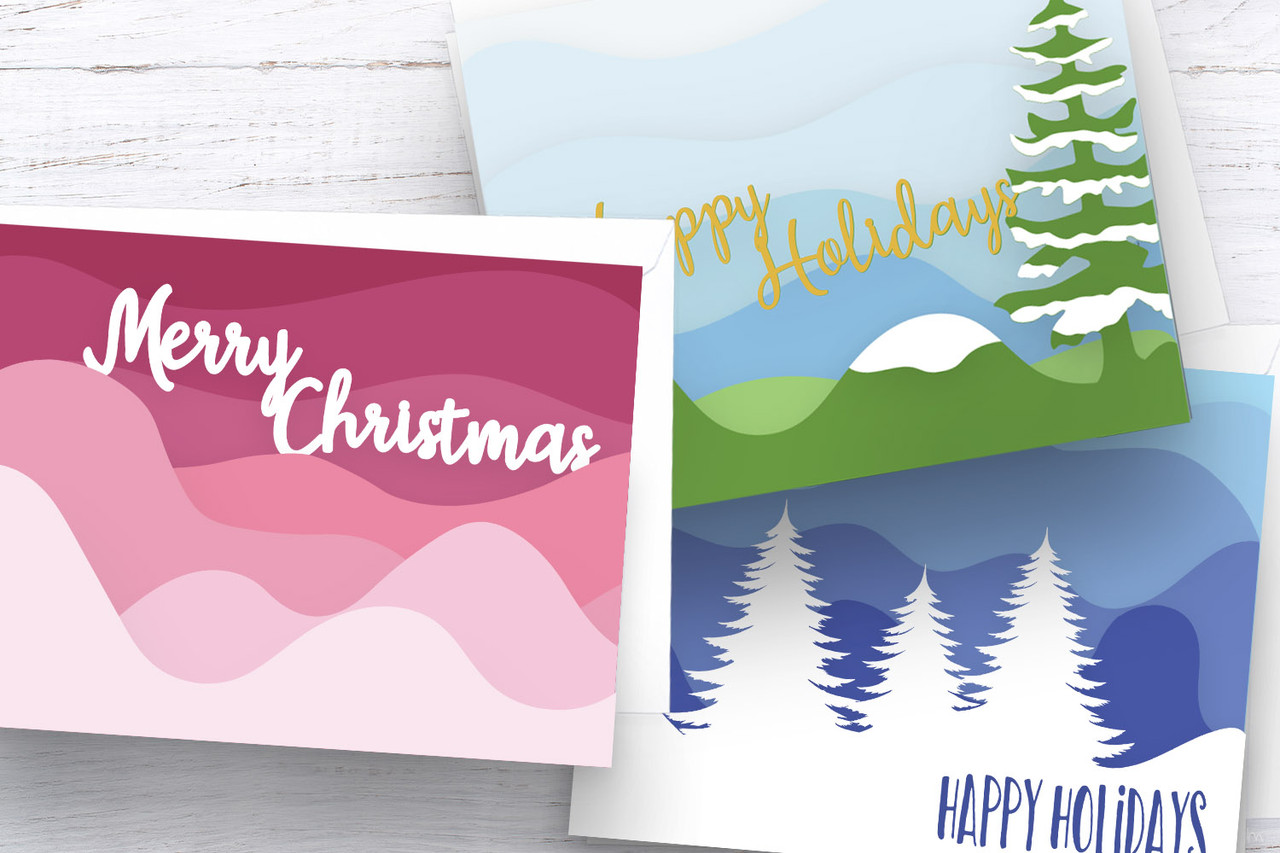 Download Eps Svg Layered Christmas Card Template Trio Svg Cut Files Layered Card Cut Files
