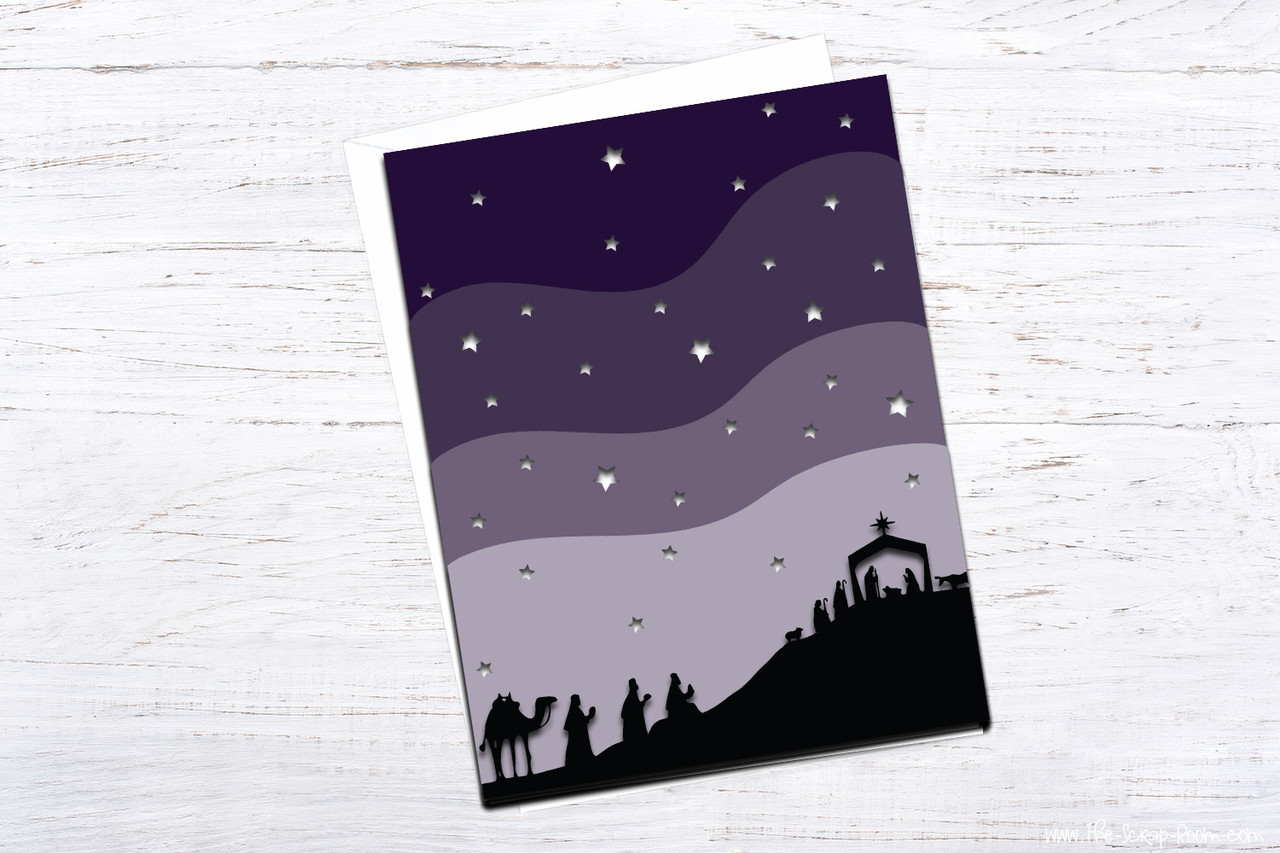 Download Layered Nativity Christmas Card - Religious Christmas Card Download - for DIY