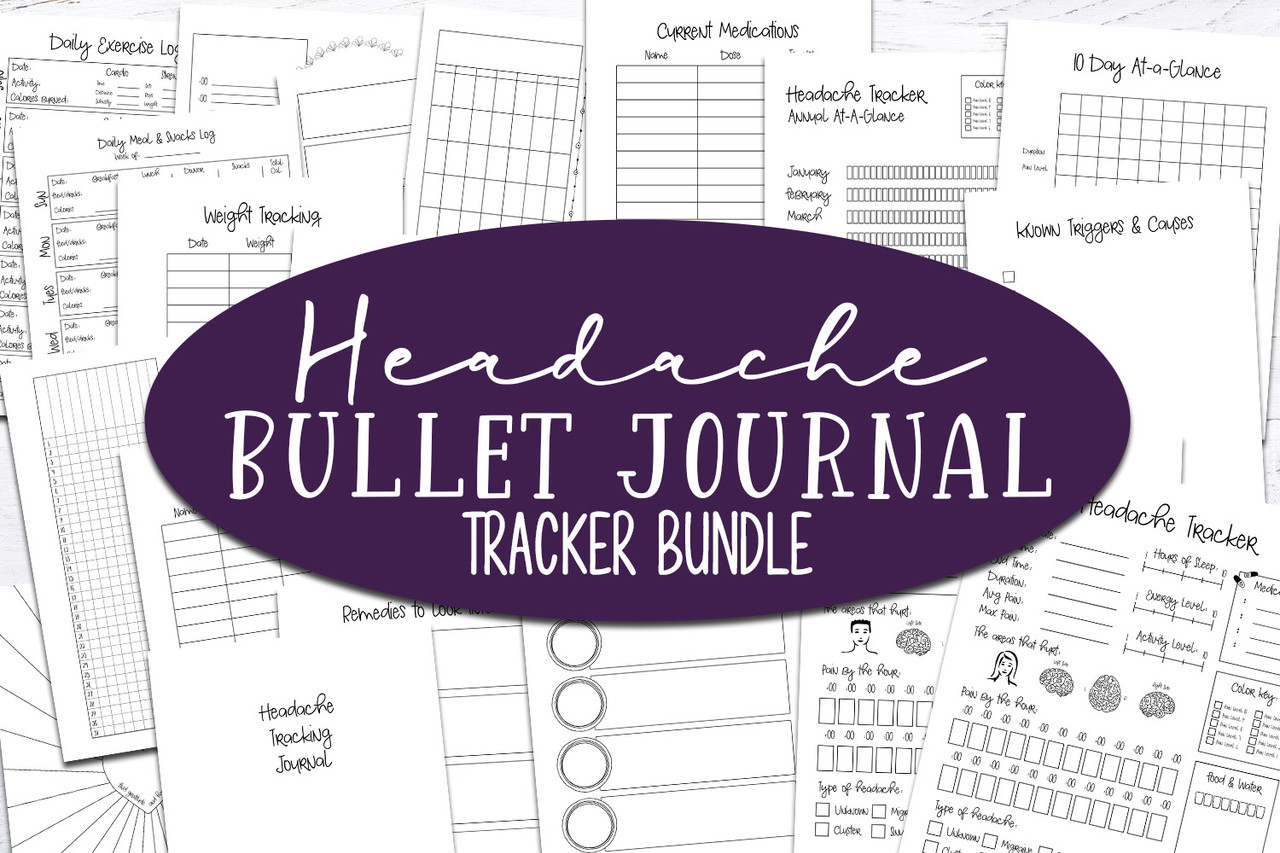 Bullet Journal printable inserts- Bullet Journaling Kit - FOR HEADACHES ...