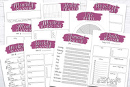 Printable Planner Kit - 10 page bundle - Raspberry