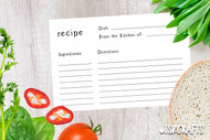 Printable Recipe Card #2 - Minimalist style recipe card printable in multiple sizes