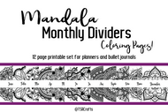 Monthly Divider Pages with Color-in Mandalas SET #2 - grown up coloring pages for your planner or journal