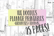 Printable Planner Inserts - The Doodle Journal Series - Birdhouses & Blooms