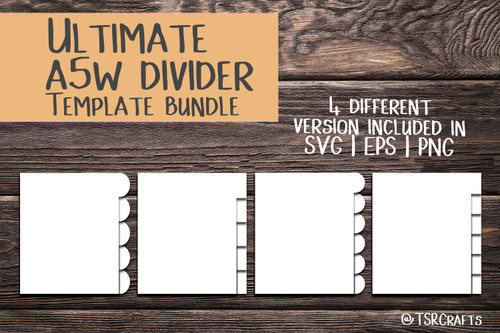 Download A5W Divider Template Bundle - Print & Cut set of 7" x 8.6" divider tabs - blank divider template ...