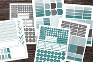 Planner Sticker Kit: 275+, Mix-and -Match Bullet Journal Sticker Set template in teal 