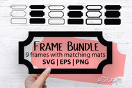 Frames with Matching Mats digital design bundle - 9 rectangular cut-corner frames with mats - for scrapbooking, crafts, making signs & more