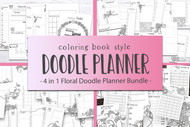 Floral Doodle Planner Mega Bundle - 4 different Floral Doodle Planner Sets in 1