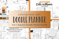 Autumn Doodle MEGA Planner Bundle - 4 different Autumn Doodle Planner Sets in 1 - November Planner Bundle - Fitness Planner - Budget Planner