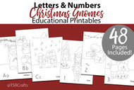 Christmas Printable Coloring pages  & Letters and Numbers practice writing set with Christmas Gnome Doodles