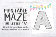 Printable Letter A Maze Activity Page for Kids - 1 one page maze printable worksheet for kids